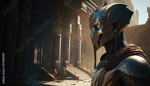 futuristic ancient egypt alien cyborgs god wallpaper background created with generative ai technology