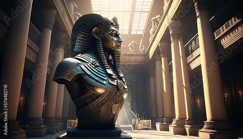 futuristic ancient egypt alien cyborgs god wallpaper background created with generative ai technology
