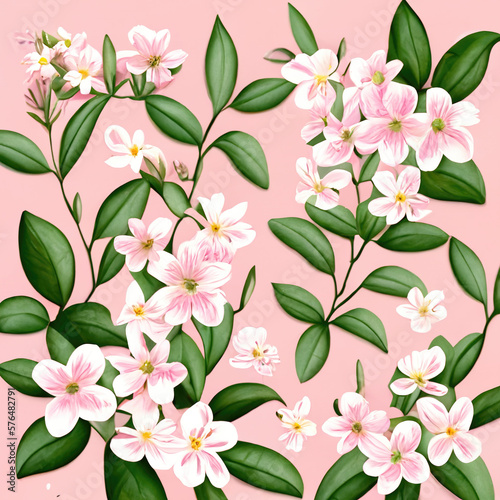 seamless pattern with pink flowers