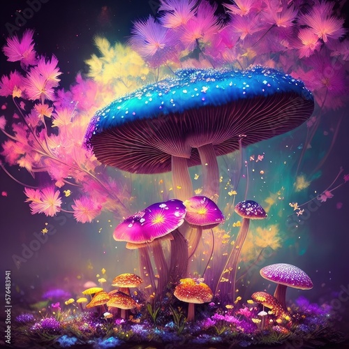 Mushrooms and flowers in symbiosis  fabulous