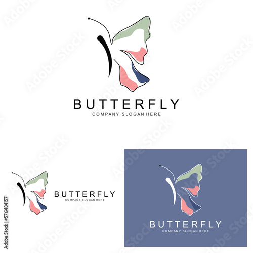 Butterfly Logo Design, Beautiful Flying Animal, Company Brand Icon Illustration, Screen Printing, Salon