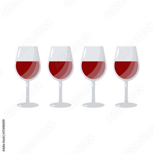 Jewish holiday Passover, Pesach. Four glass of wine icons and symbols on white background. Vector illustration