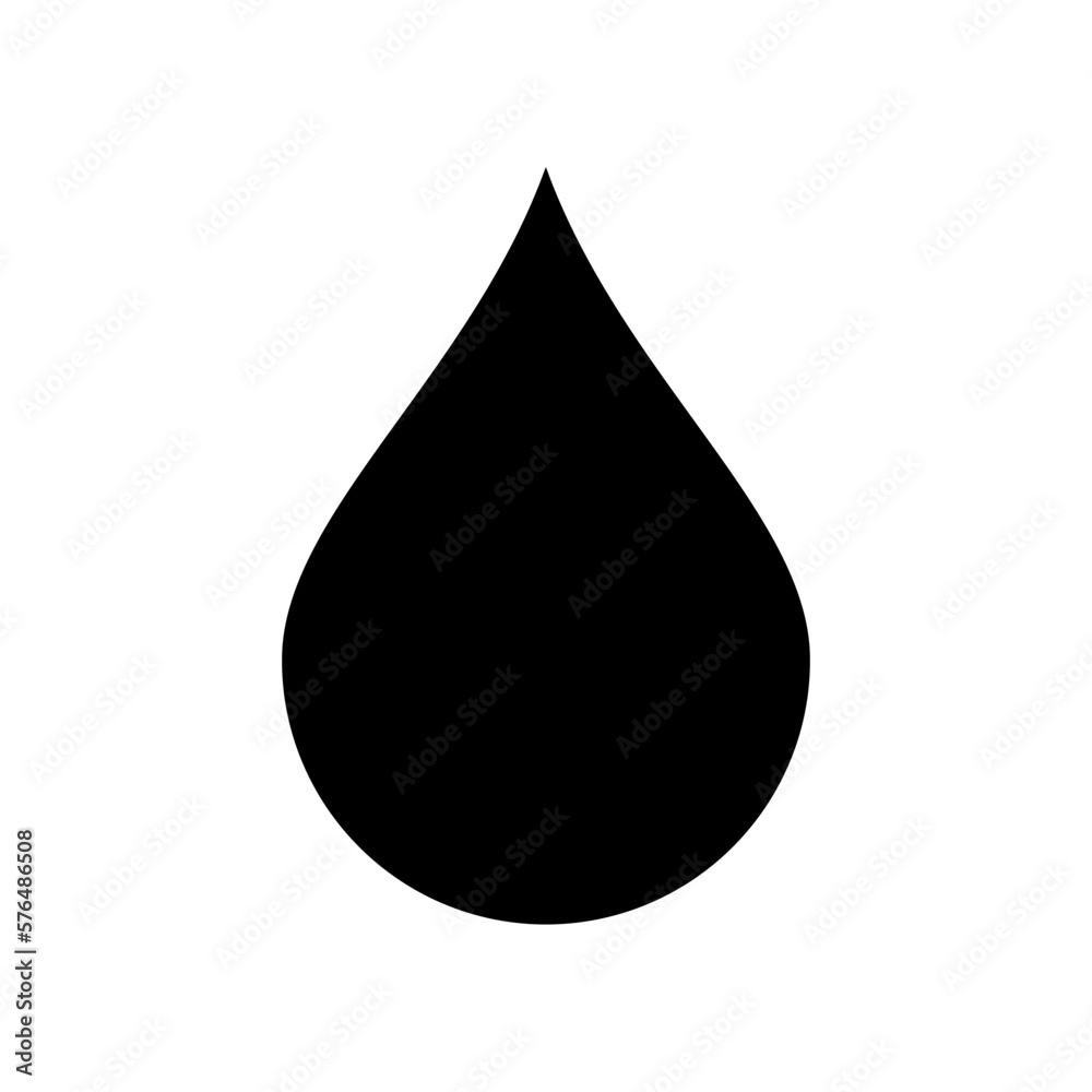 Fototapeta premium Water drop icon black silhouette vector isolated on white background.