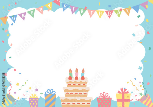 誕生日カード_ブルー_happy birthday