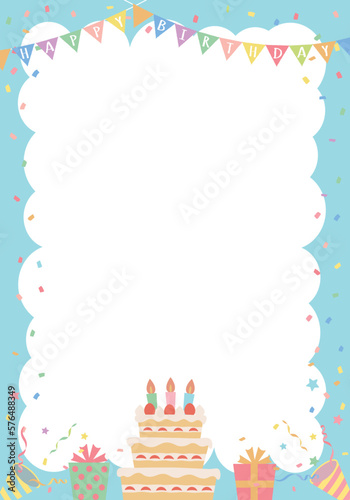 誕生日カード_ブルー_happy birthday