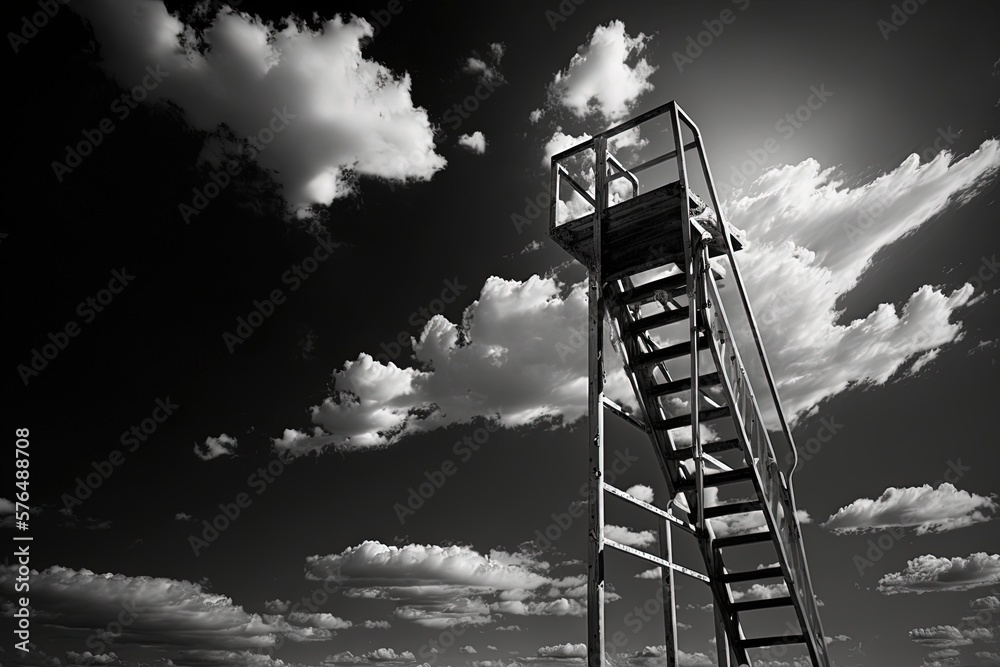 Landscape with stairs and sky. Generative AI