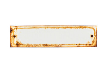 Blank rusty old sign on with cut out background.