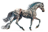 horse full body isolated on white background - Generative AI