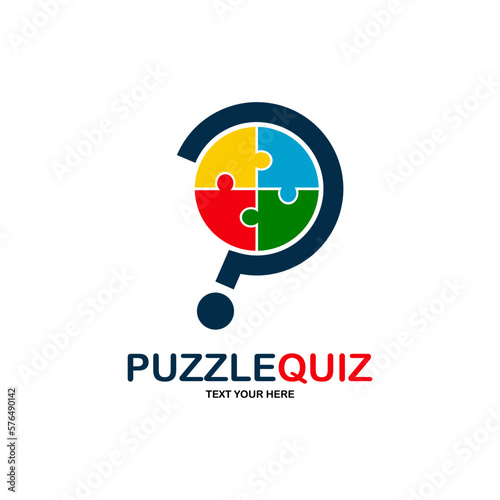 Puzzle vector logo design. Suitable for business, game, question mark
