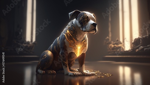 Photographie futuristic divine dog cyborg alien wallpaper background created with generative