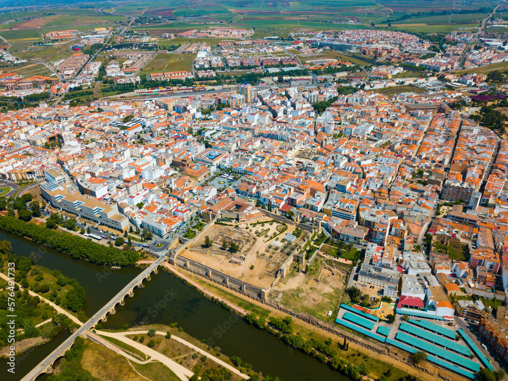 Modern urban landscape of Merida city, panoramic view from drone