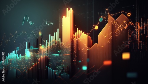 Fotografia Abstract Background chart stock market. Generative AI.