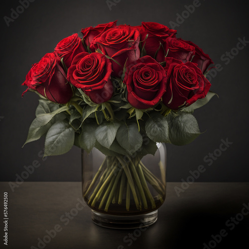 bouquet of red roses in a vase