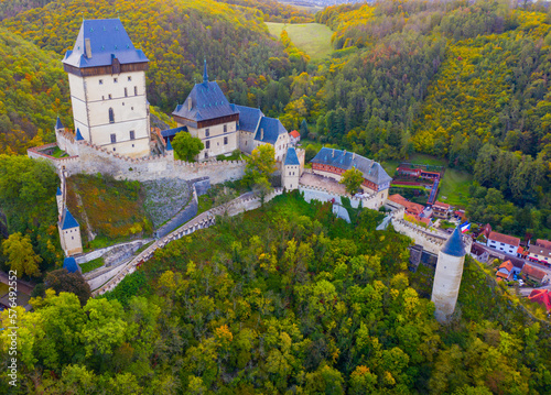 Panoramic view of castle Karlstejn. Czech Republic