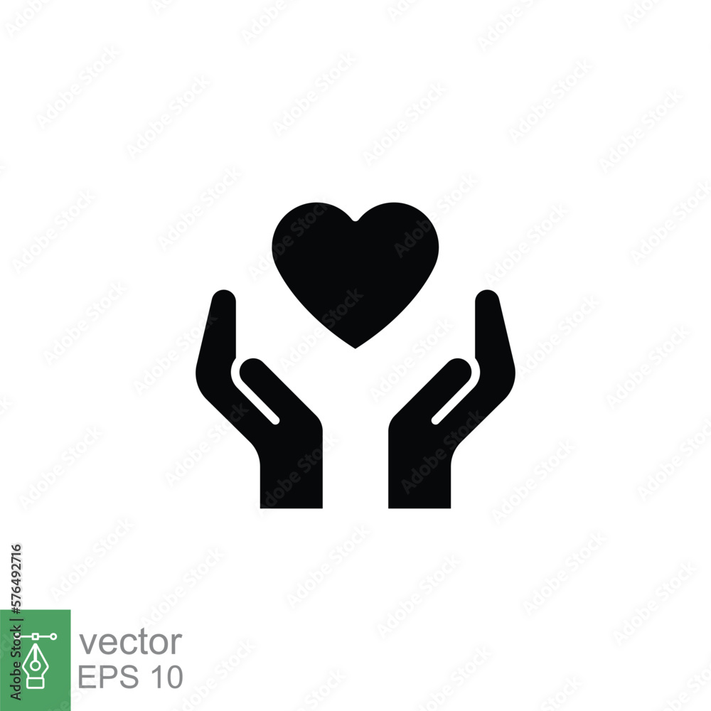 Hand heart glyph icon. Simple solid style. Wellbeing, health care, support, life, save, love, give, charity concept. Black silhouette symbol. Vector illustration isolated on white background. EPS 10. Hand heart glyph icon. Simple solid style. Wellbeing, health care, support, life, save, love, give, charity concept. Black silhouette symbol. Vector illustration isolated on white background. EPS 10.
