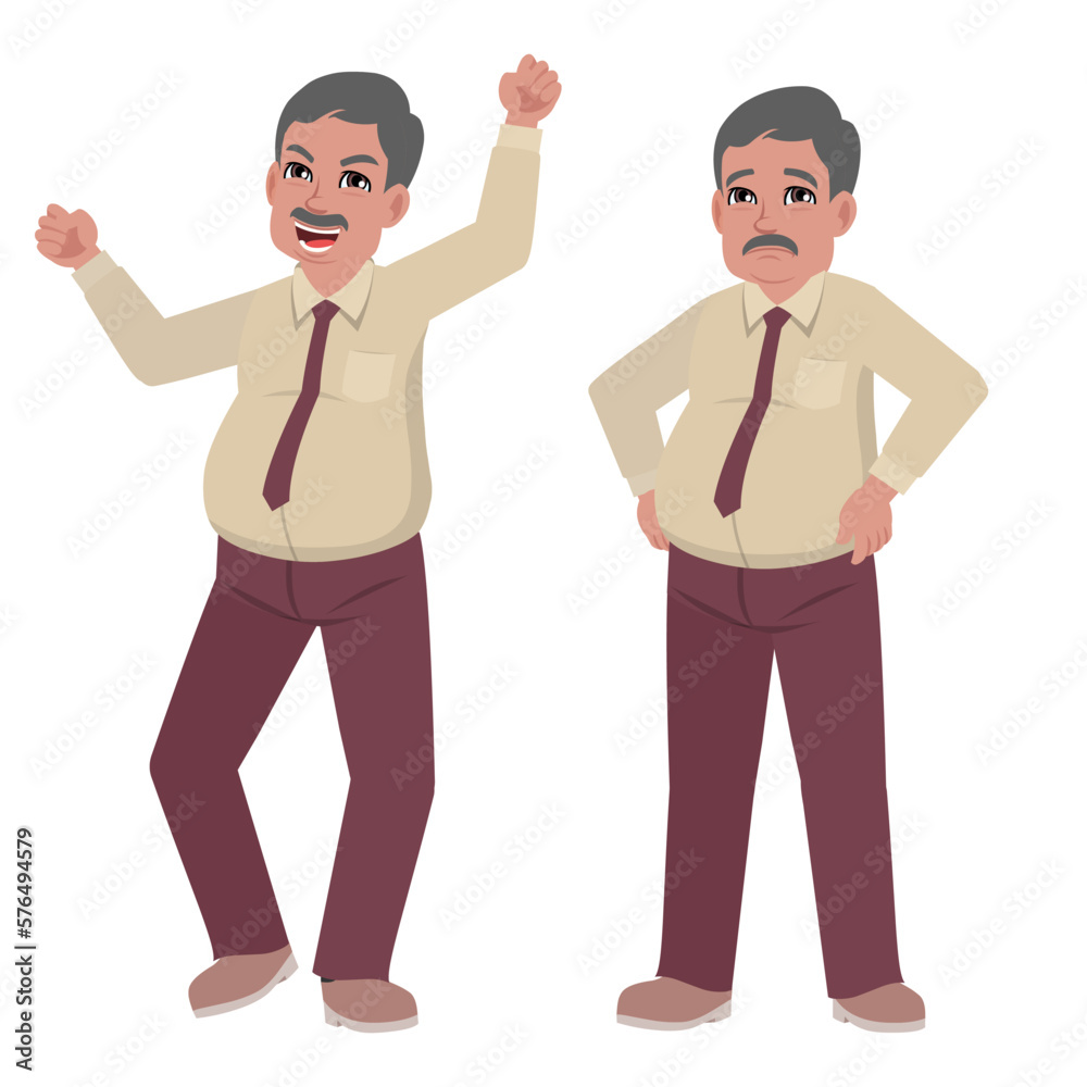 Old businessman standing poses difference emotion reaction Old businessman standing poses difference emotion reaction