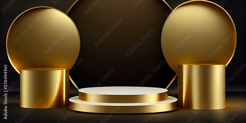 Luxury Blank Pedestal with Premium Product Showcase on Golden Backdrop