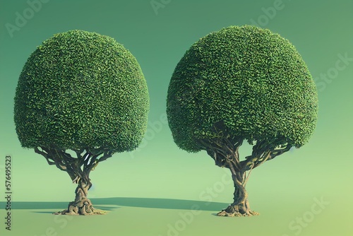 Fotomurale Decorative canopy Topiary tree on transparent background, png file