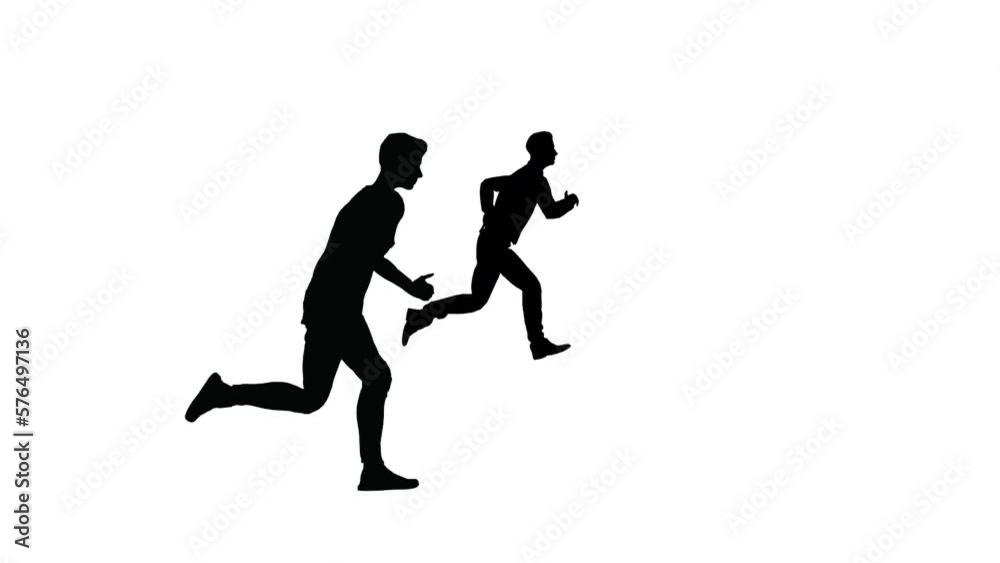 Men running black and white Men running black and white
