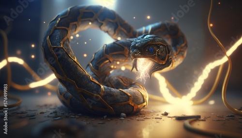 Foto futuristic divine snake cyborg alien created with generative ai technology