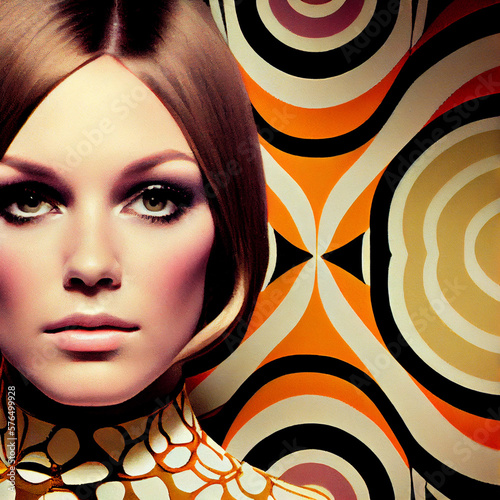 1960s Mod Makeup Advert, AI photo