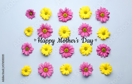 Fototapeta Naklejka Na Ścianę i Meble -  Beautiful greeting card for Mother's Day with fresh flowers