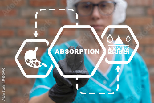 Bilde på lerret Doctor or nurse using virtual touch screen presses word: ABSORPTION