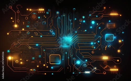 circuit board background, electronic circuit board, technology background, Generative AI