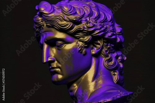 Head of a statue of Alexander the Great. Illustration. Wallpaper Aesthetic. Generative AI