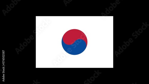 South Korea flag animation green screen chroma key background 4K motion graphics render