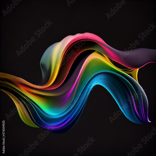 Abstract colorful background with 3D waves. Generative AI illustration