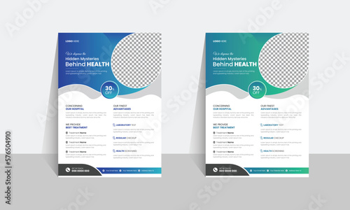 Corporate healthcare and medical flyer or poster design layout, Layout template, brochure background. Vector design, Vector illustrations for medical, medical a4 flyer design template for print, care.
