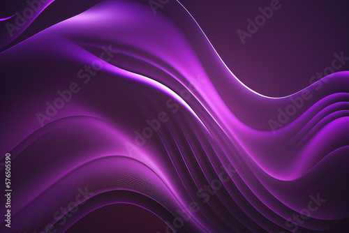 Abstract Purple Background With Glowing Wavy Line. 3D Render Illustration. Generative AI.