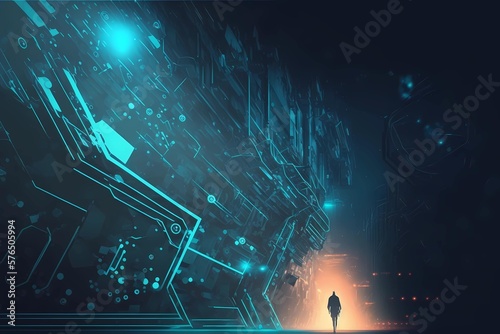Futuristic technology cyberspace created by generative ai