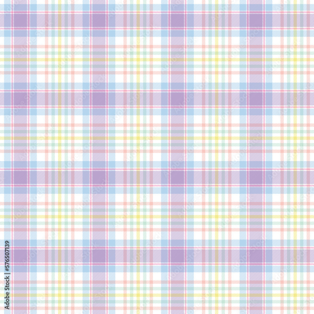 Pastel Plaid Seamless Pattern - Colorful and bright repeating pattern design