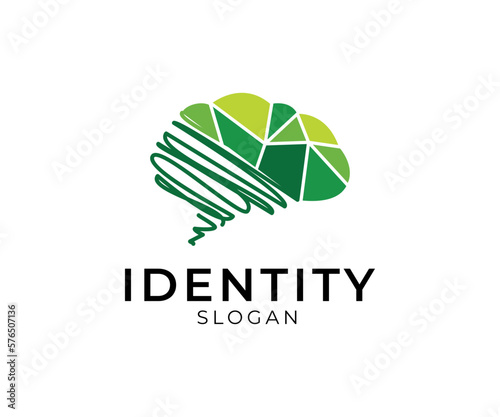 modern abstract colorful brain logo illustration