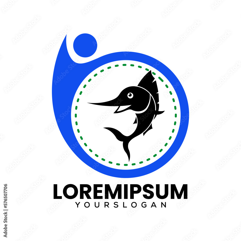 human and fish logo design vector