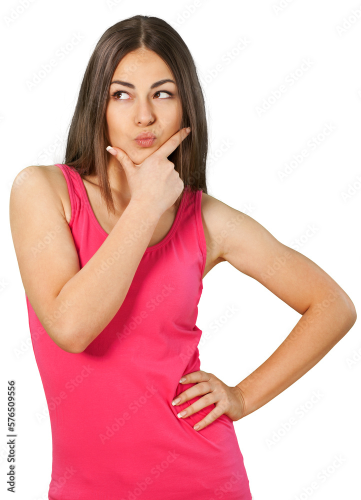 Portrait of beautiful young woman with brown hair and make-up posing Portrait of beautiful young woman with brown hair and make-up posing