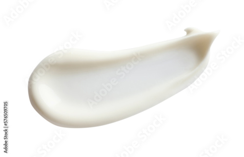 Sample of facial cream on white background, top view