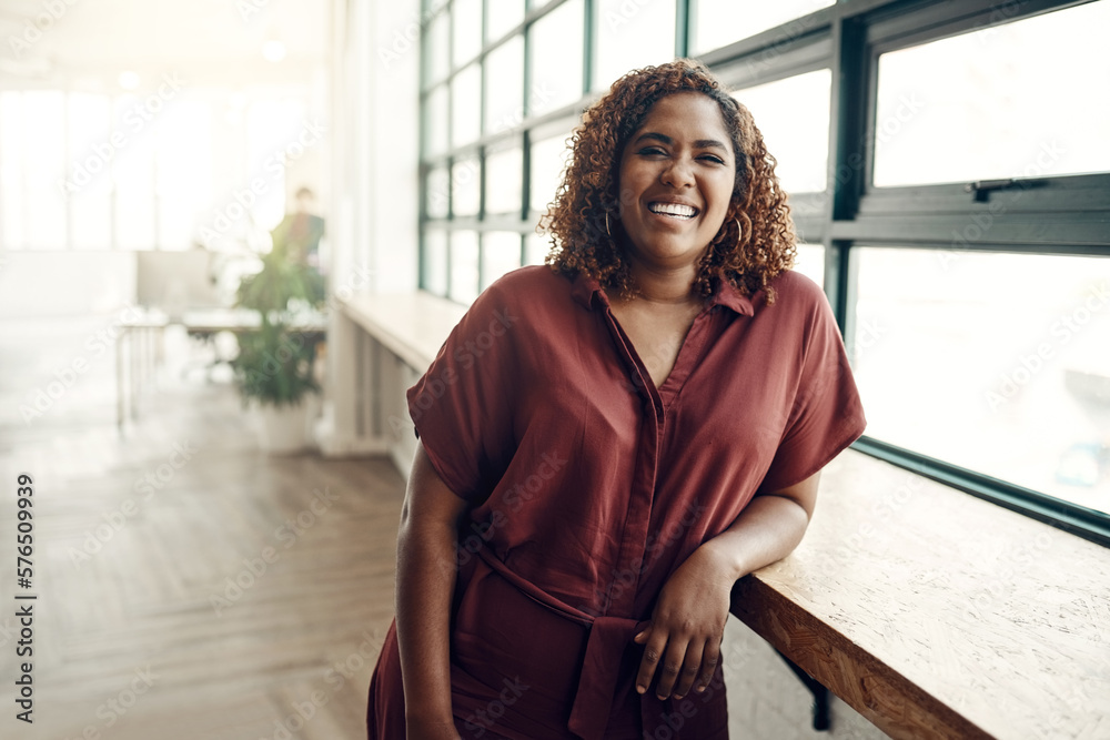 Fototapeta premium Nothing drives company growth like ambitious staff. Portrait of a confident young businesswoman working in a modern office.