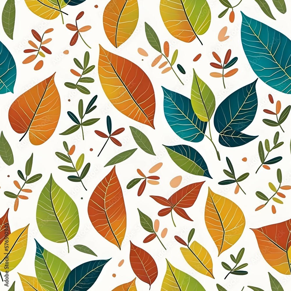 Fototapeta premium patterns multicolored and seasons leafs {AI generative}