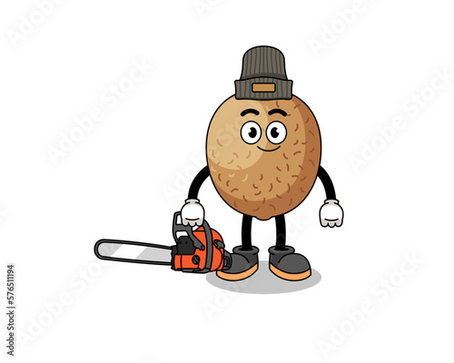 kiwifruit illustration cartoon as a lumberjack