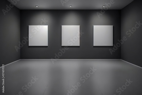 Beautiful minimalist interior with empty frames  wall mockup  Genertive AI