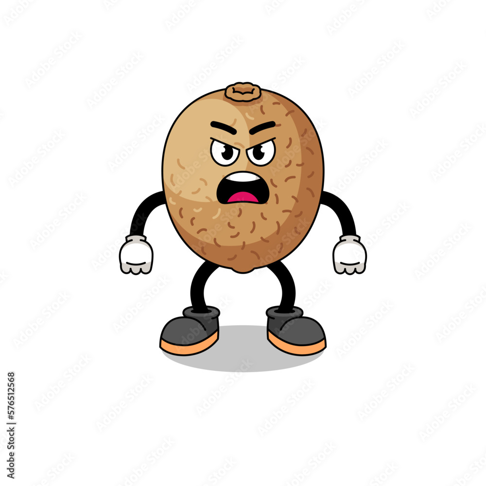 kiwifruit cartoon illustration with angry expression kiwifruit cartoon illustration with angry expression