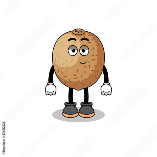 kiwifruit cartoon couple with shy pose