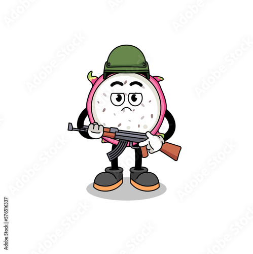 Cartoon of dragon fruit soldier