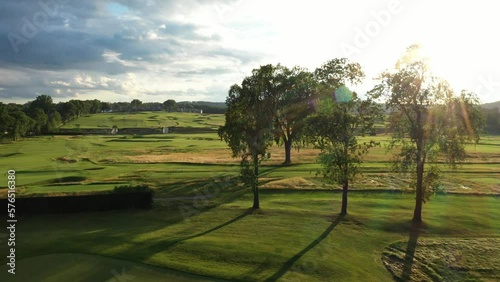 Oakmont Country Club Golf US Open Pittsburgh Pennsylvania Sunset Sunrise Aerial Drone Summer Spring Fall 4K