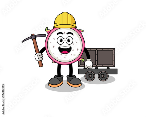Mascot Illustration of dragon fruit miner