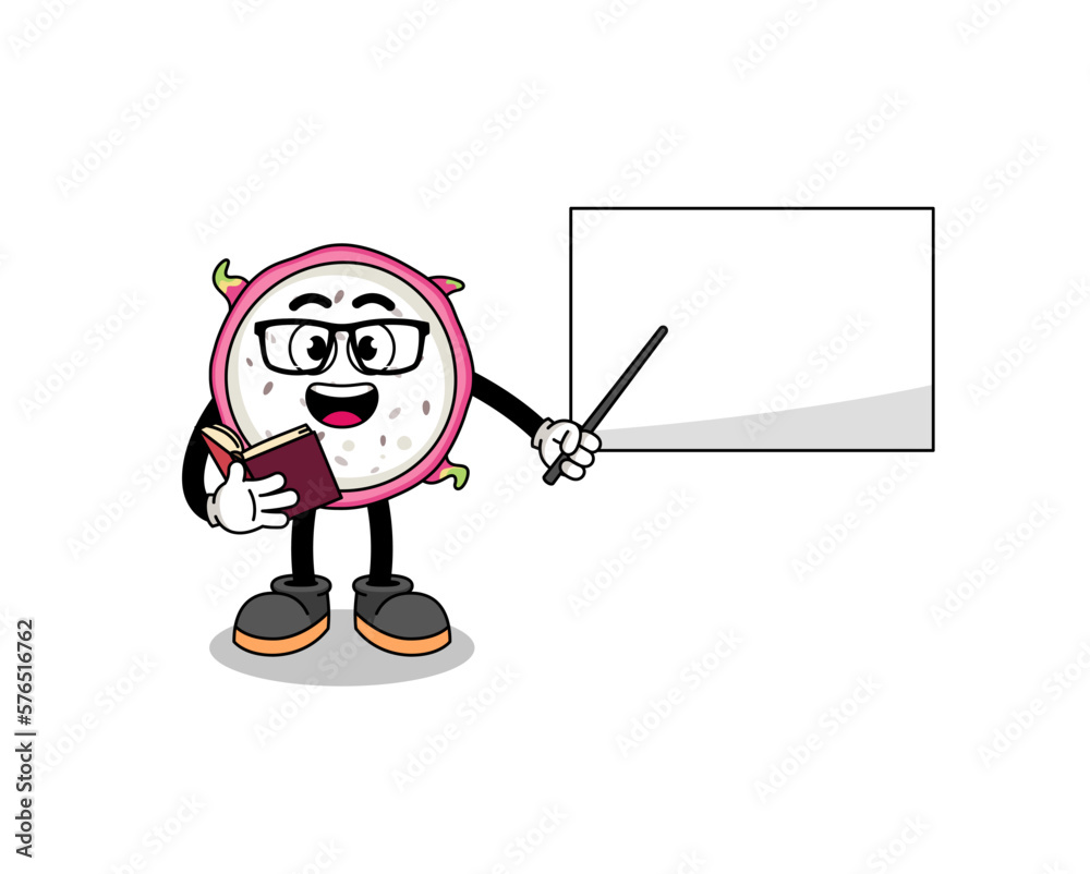 Mascot cartoon of dragon fruit teacher Mascot cartoon of dragon fruit teacher