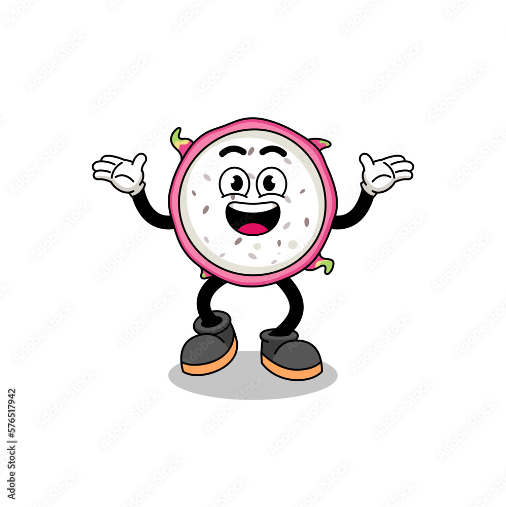 dragon fruit cartoon searching with happy gesture dragon fruit cartoon searching with happy gesture